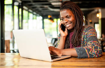 A woman on the phone